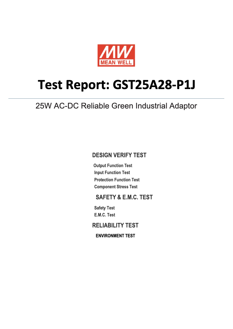 Page 1 de la notice Fiche technique Mean Well GST25A28-P1J