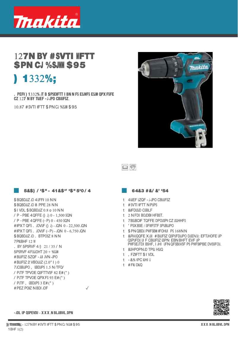 Page 1 of the manual Technical Sheet Makita HP332DZ