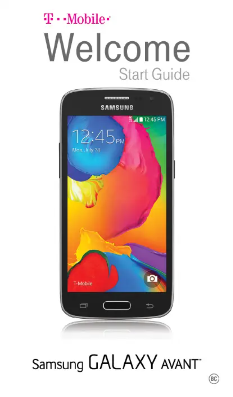 First page image of the manual for Galaxy Avant