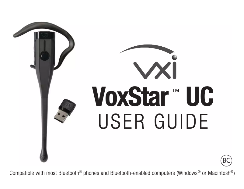 Page 1 of the manual User Manual VXi VoxStar UC