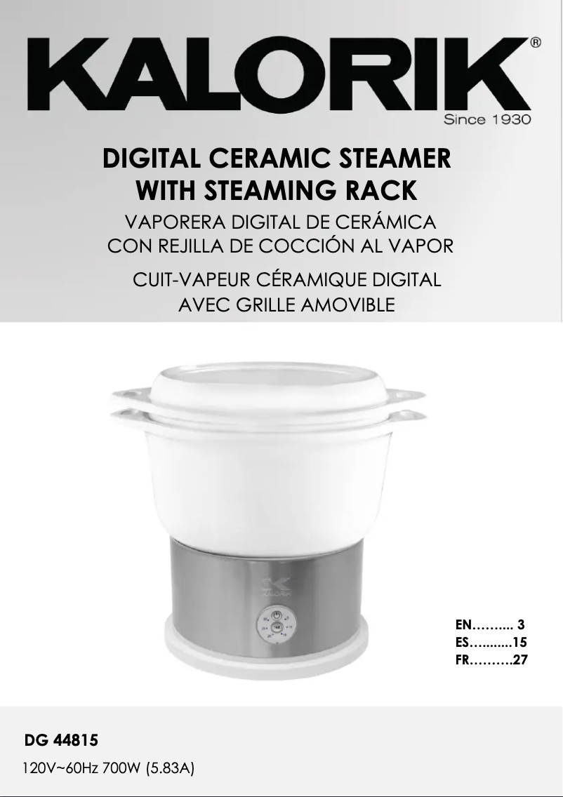 Page 1 of the manual User Manual Kalorik DG 44815