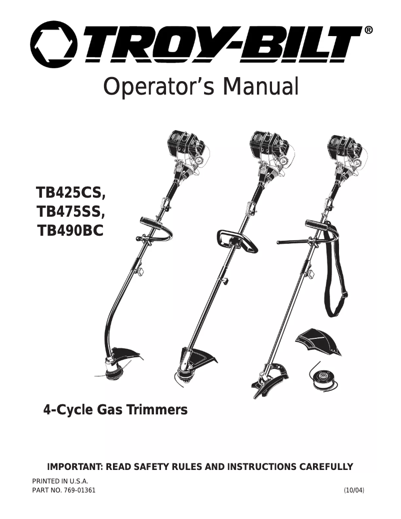 Page 1 of the manual User Manual Troy-Bilt TB475SS
