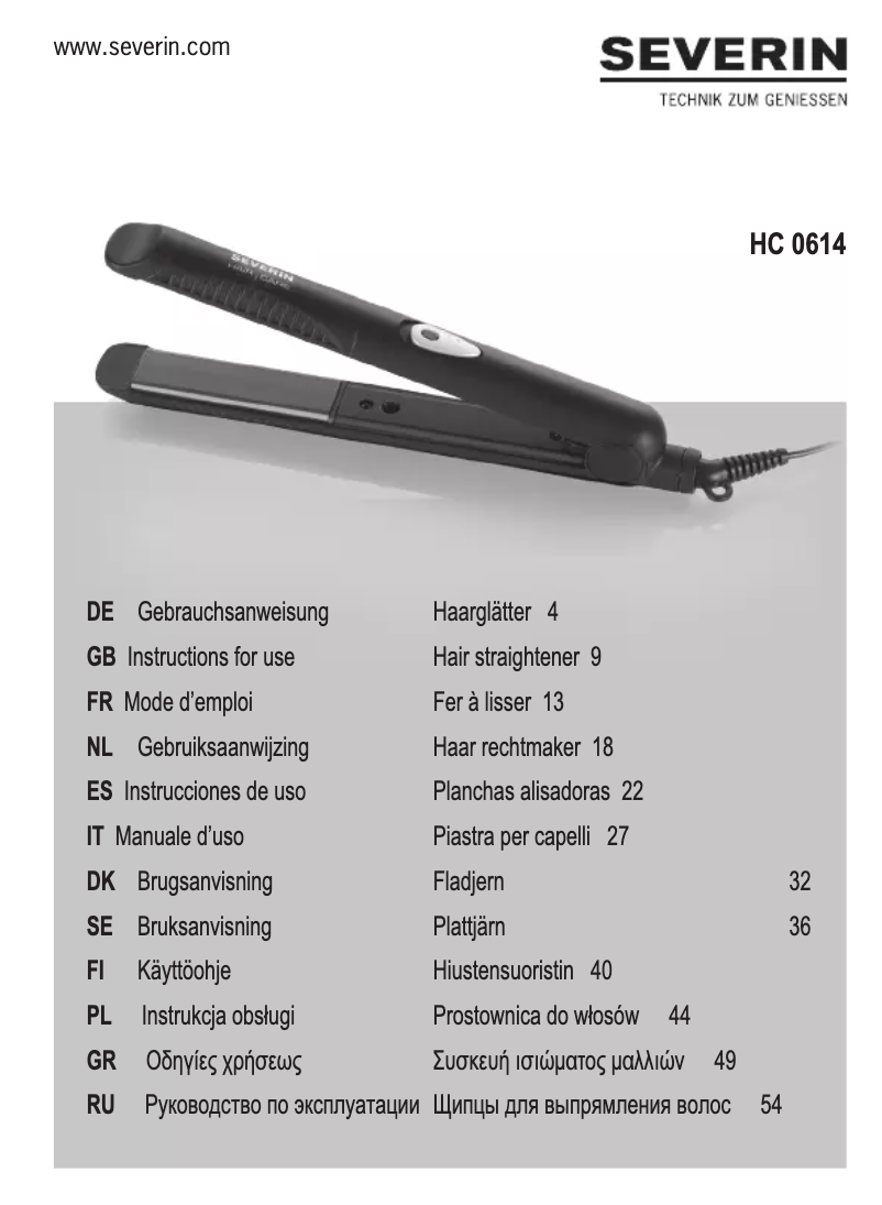 Page 1 of the manual User Manual Severin HC 0614