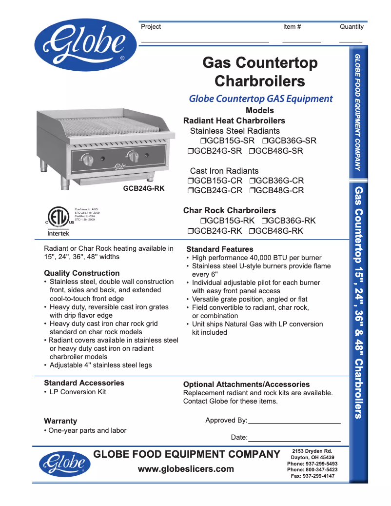 First page image of the manual for GCB15G