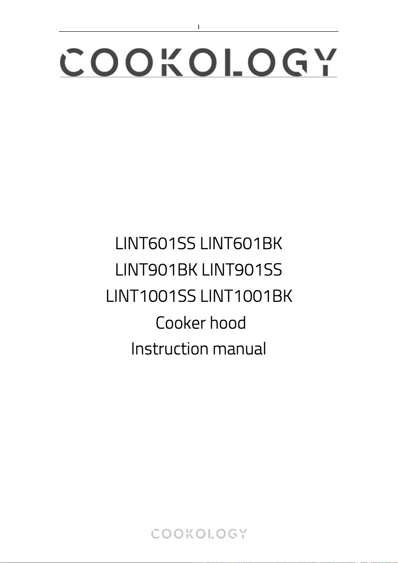 Page 1 of the manual User Manual Cookology LINT901SS