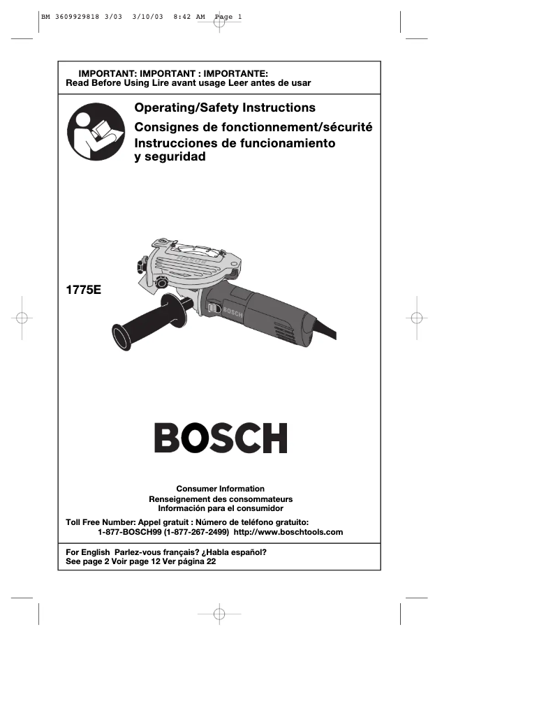 Page 1 of the manual User Manual Bosch 1775E