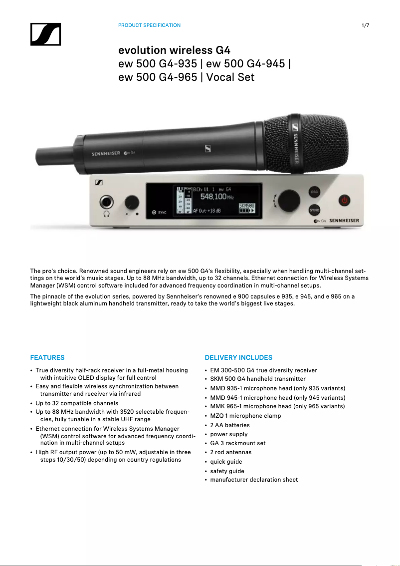 First page image of the manual for ew 500 G4-965