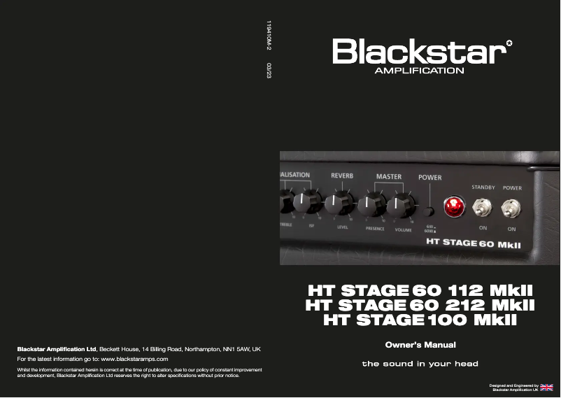 First page image of the manual for HT Stage 60 212 MkII