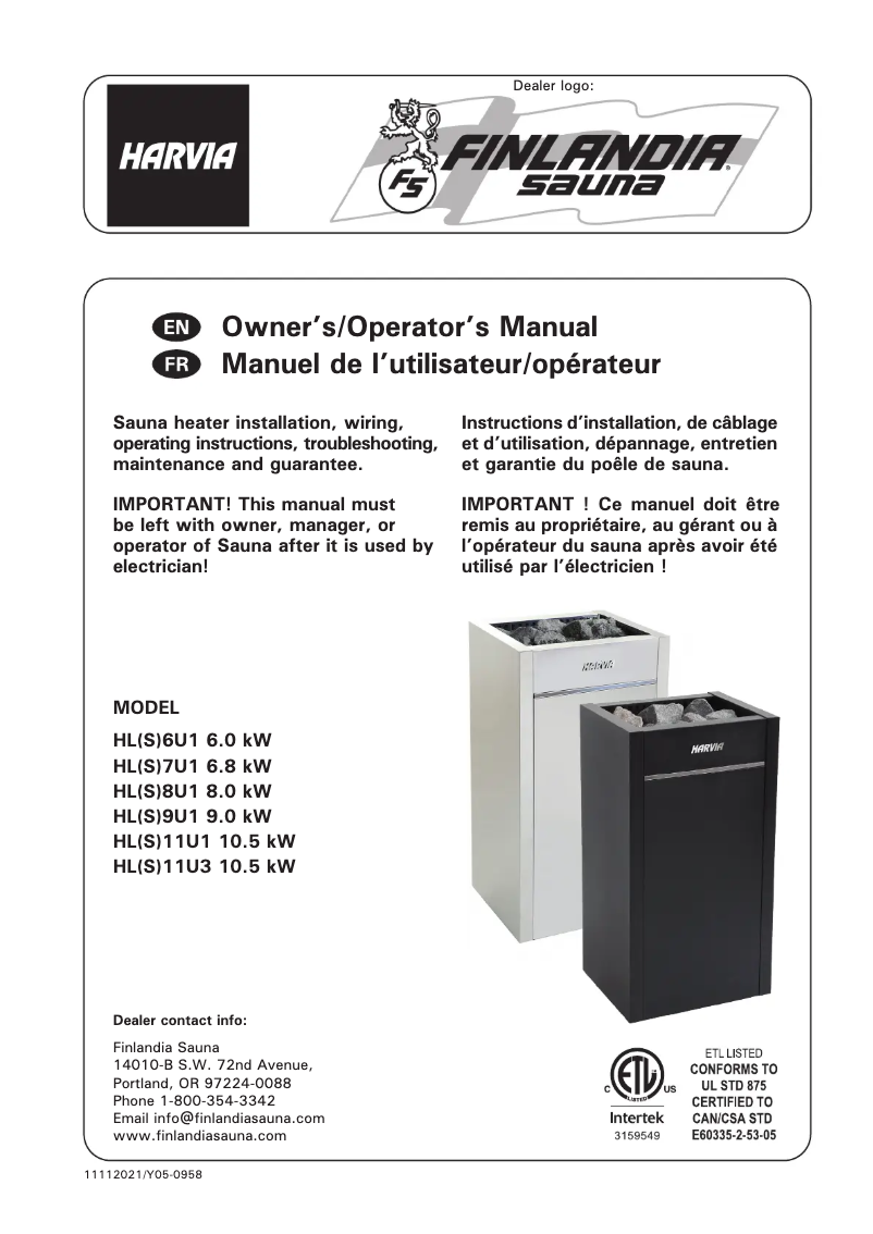 First page image of the manual for Virta HL6 HL6U1