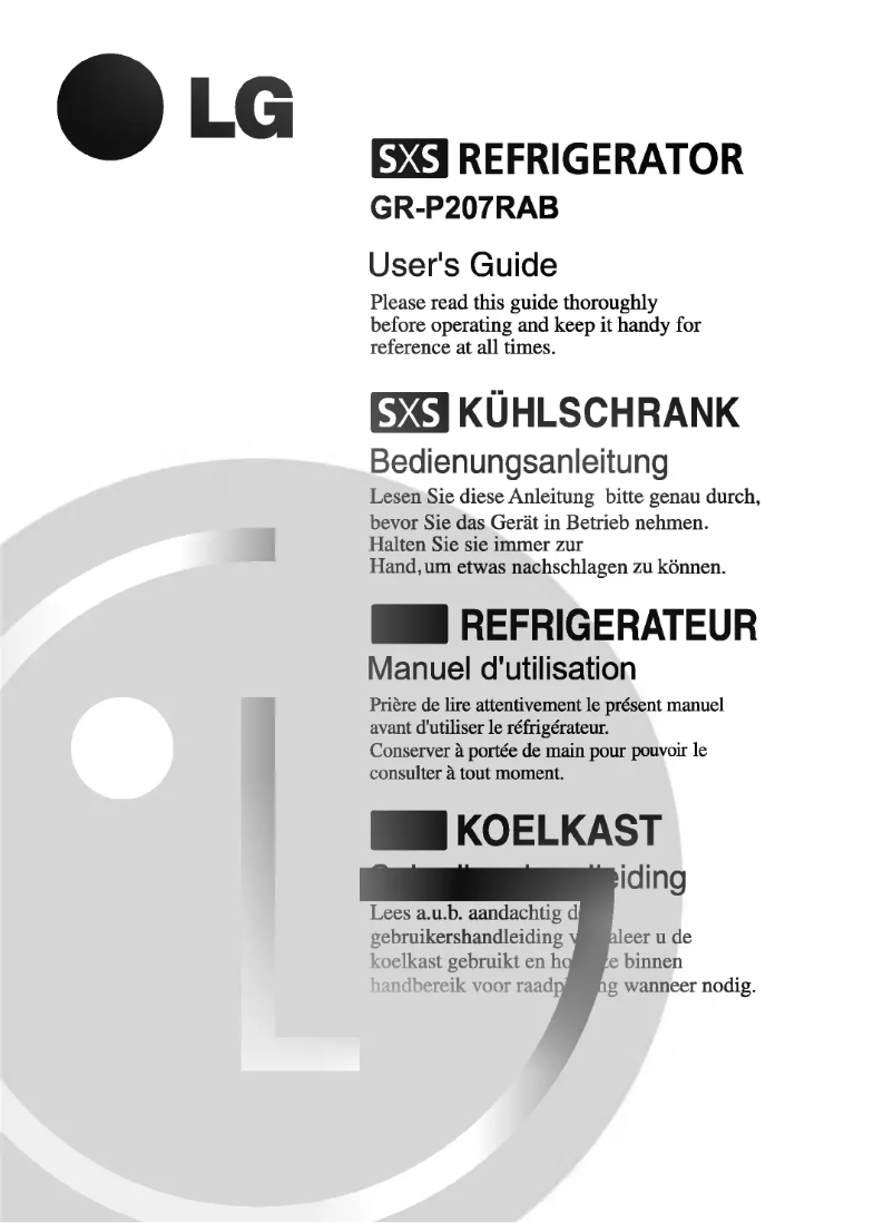 Page 1 of the manual User Manual LG GR-P207RAB