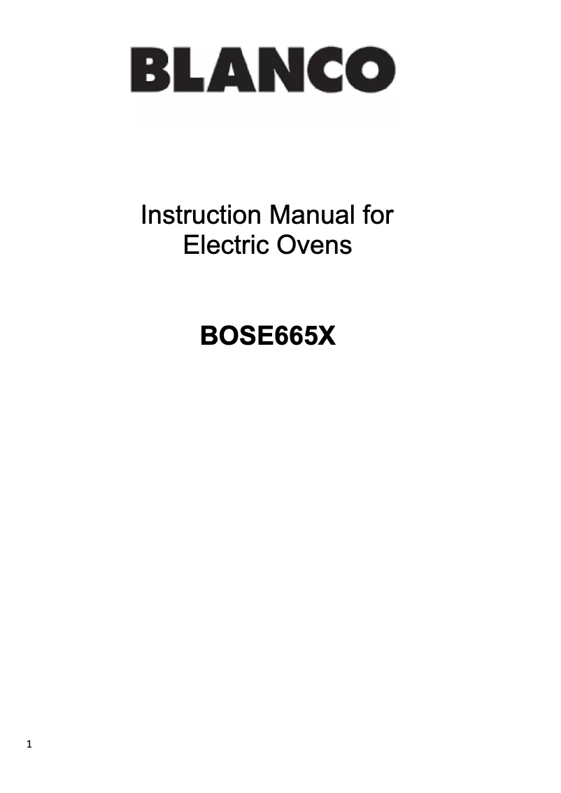 Page 1 of the manual Instruction Manual BLANCO BOSE665X