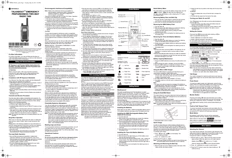 Page 1 of the manual User Manual Motorola Talkabout T480