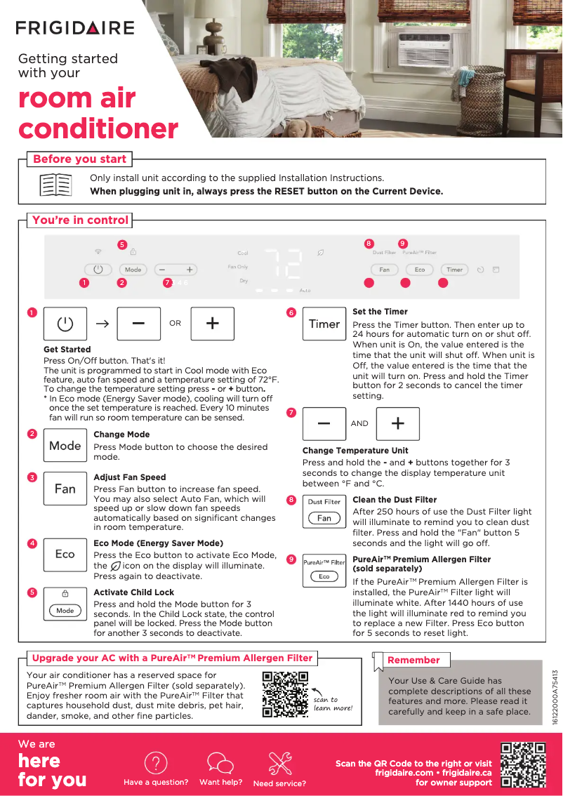First page image of the manual for FHWW125WE1