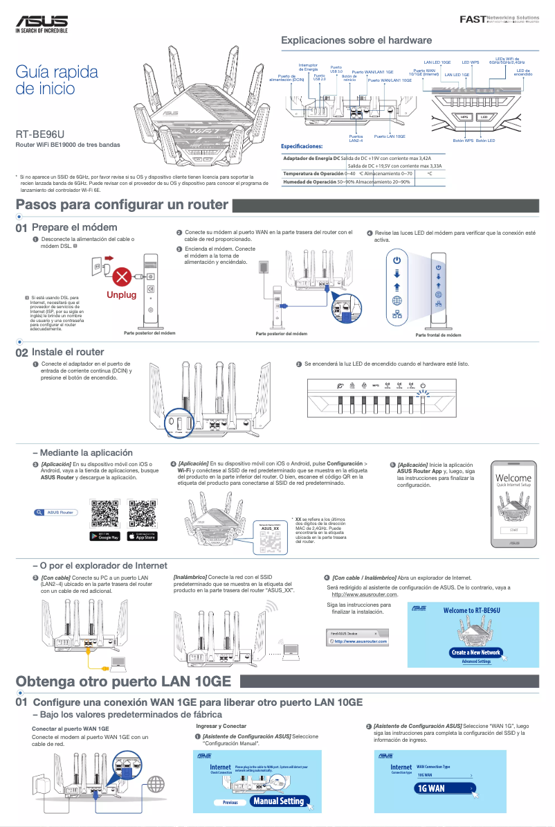 Page 1 of the manual Quick Start Guide Asus RT-BE96U