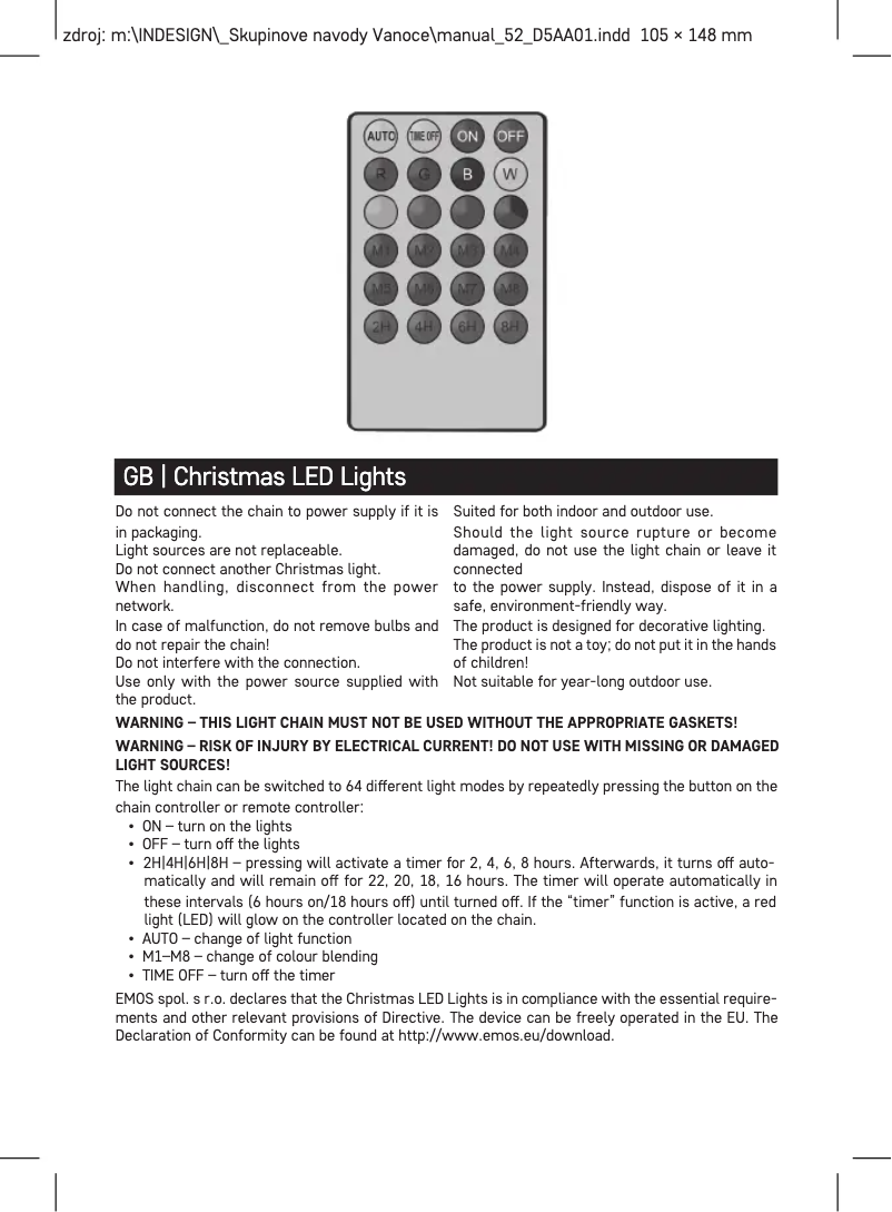 First page image of the manual for D5AA01