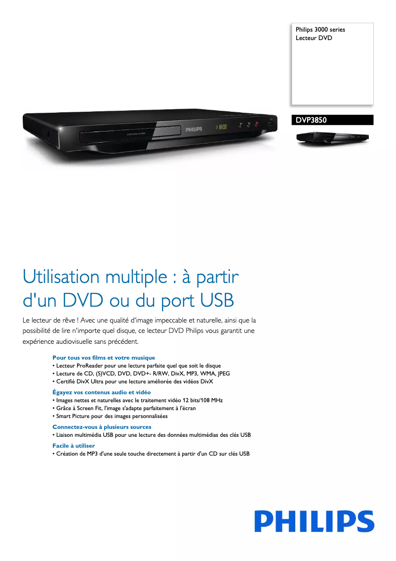 First page image of the manual for DVP3850