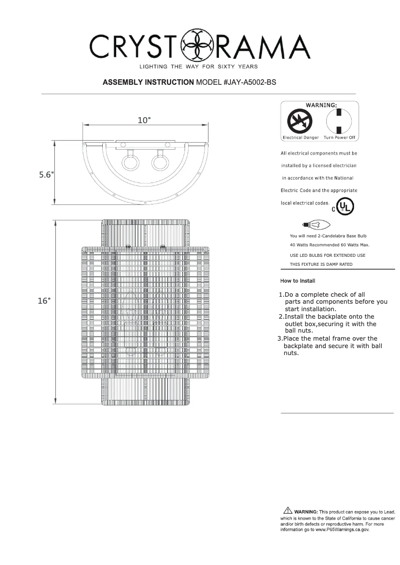 First page image of the manual for Jayna JAY-A5002-BS