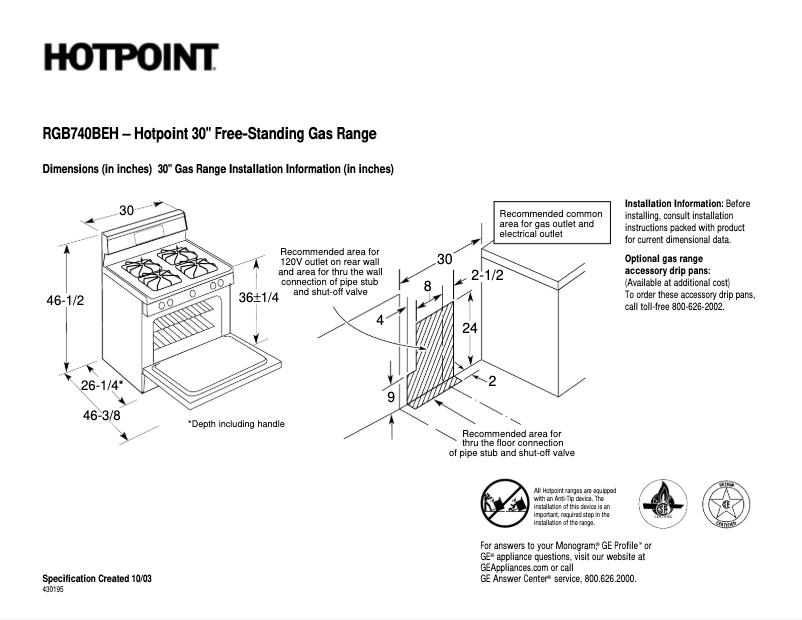 First page image of the manual for RGB740BEHCT
