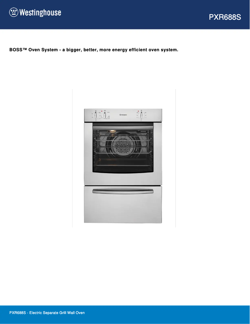 Page 1 of the manual Technical Sheet Westinghouse PXR688S