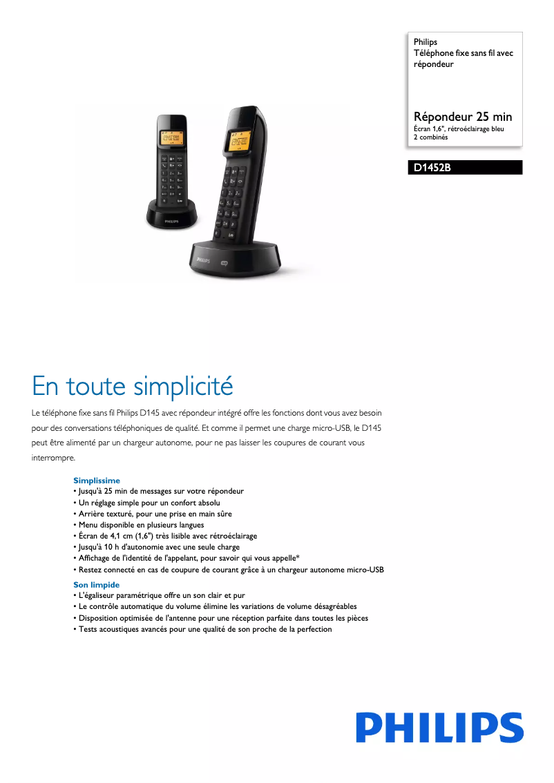 First page image of the manual for D1452B