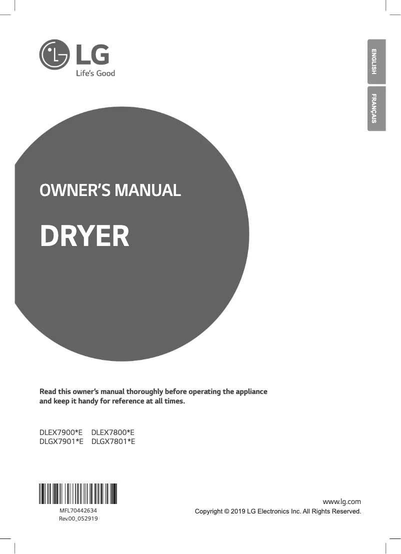 First page image of the manual for DLEX7900BE