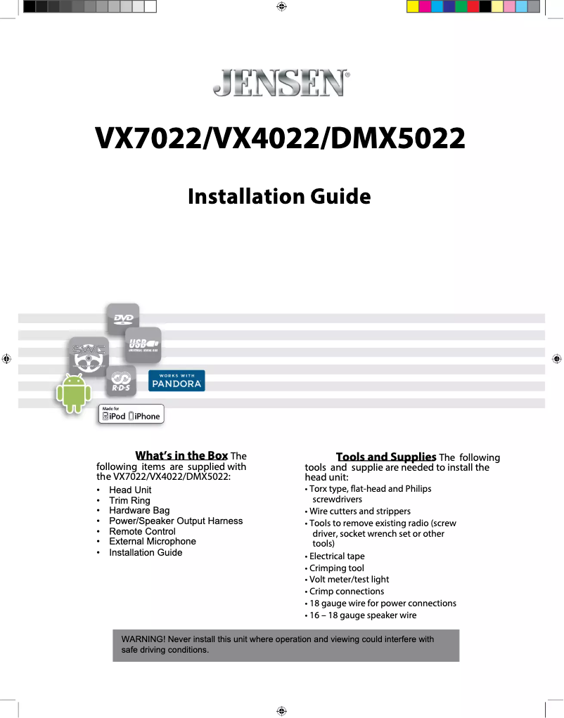 First page image of the manual for VX4022