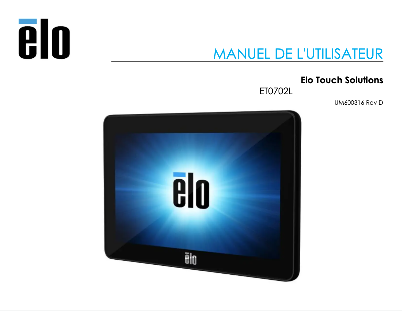 Page 1 de la notice Manuel utilisateur Elo 0702L