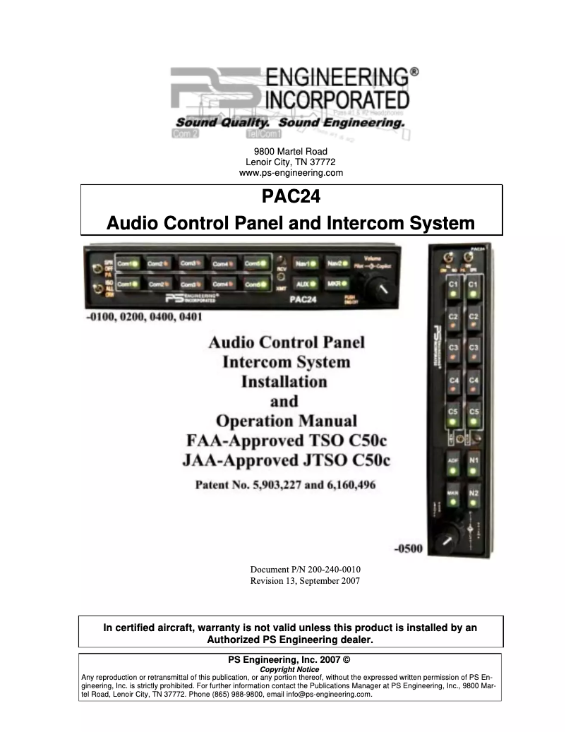 First page image of the manual for PAC24