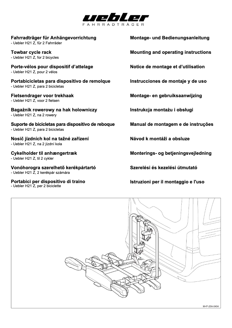 Page 1 de la notice Manuel utilisateur Uebler H21 Z