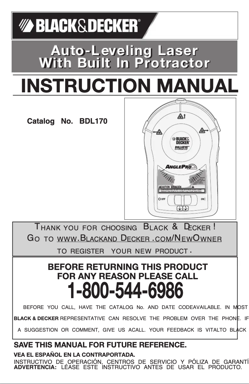 First page image of the manual for BDL170