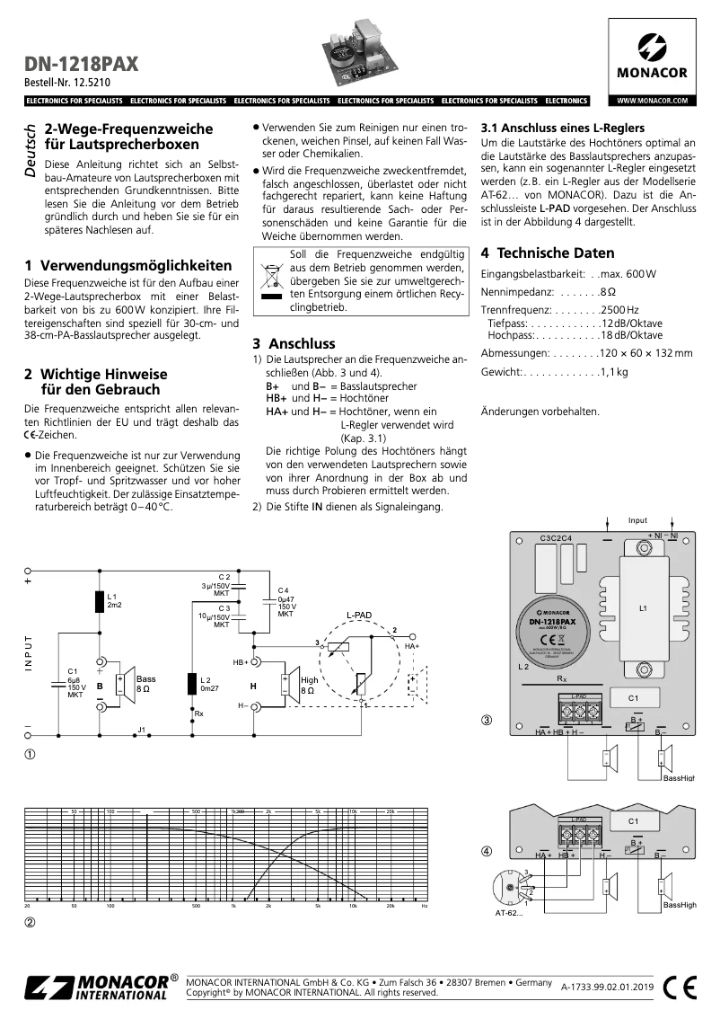 First page image of the manual for DN-1218PAX
