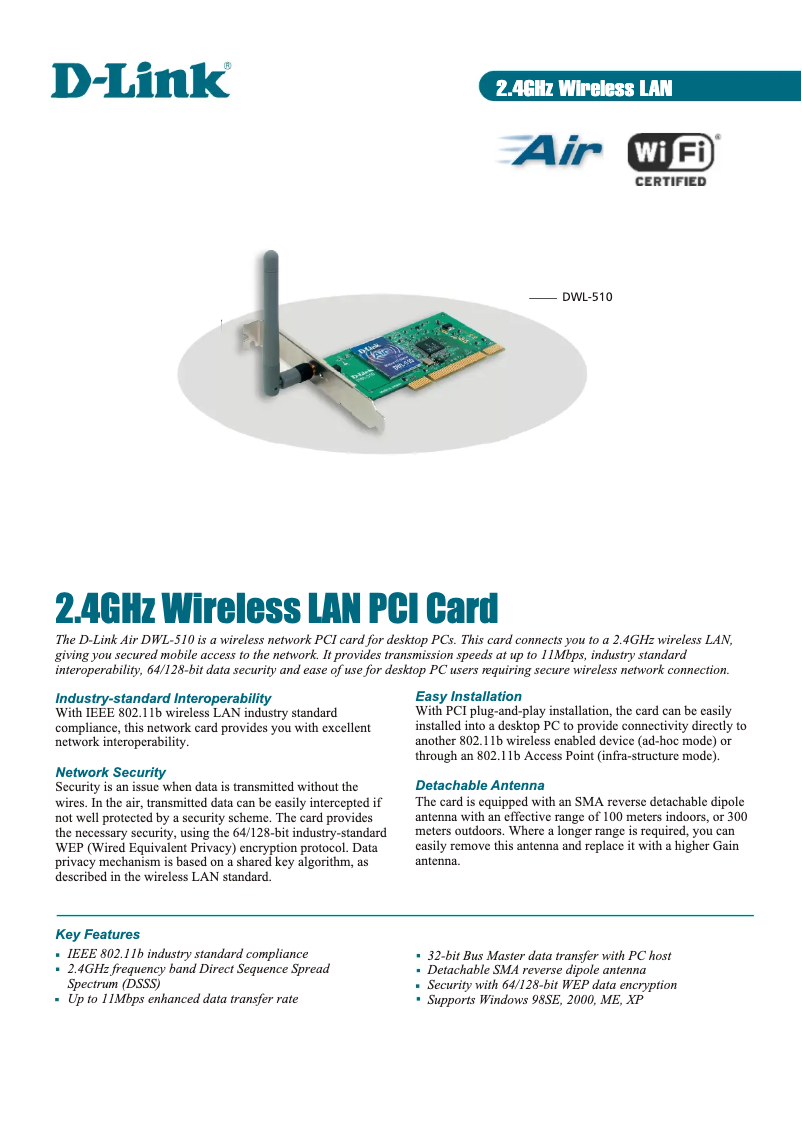 First page image of the manual for Air DWL-510
