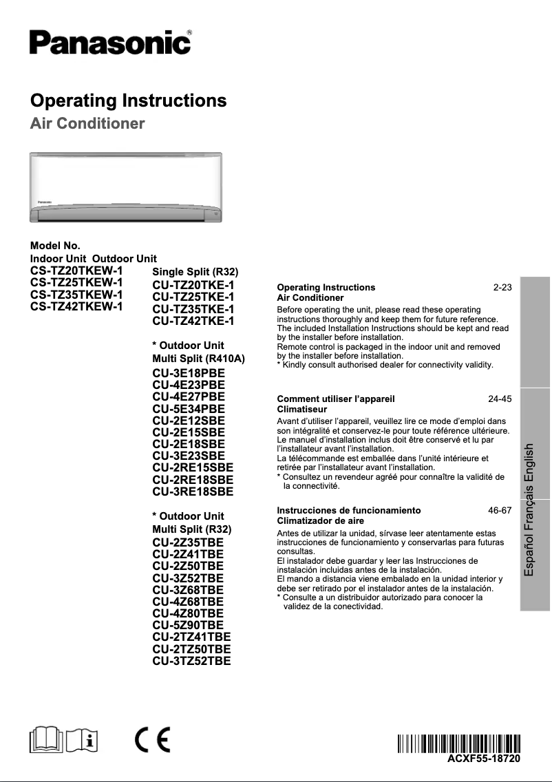 First page image of the manual for CU-TZ42TKE1