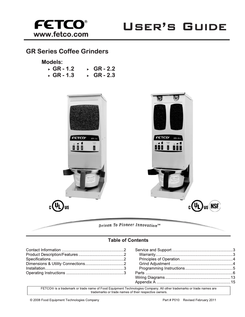 First page image of the manual for GR-1.2