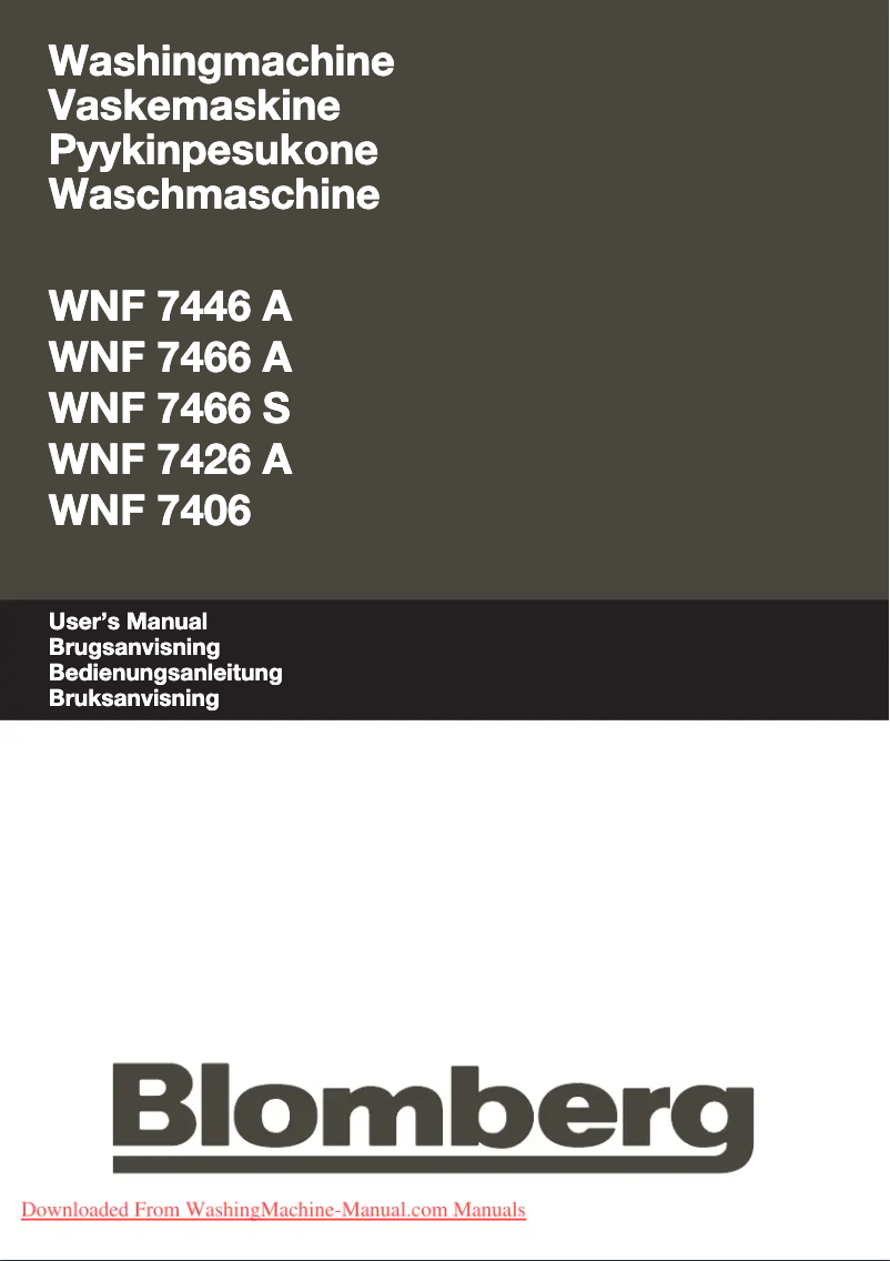 First page image of the manual for WNF 7466 A