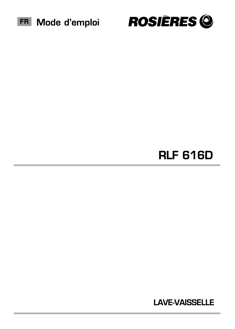 Page 1 of the manual User Manual Rosieres RLF 616D