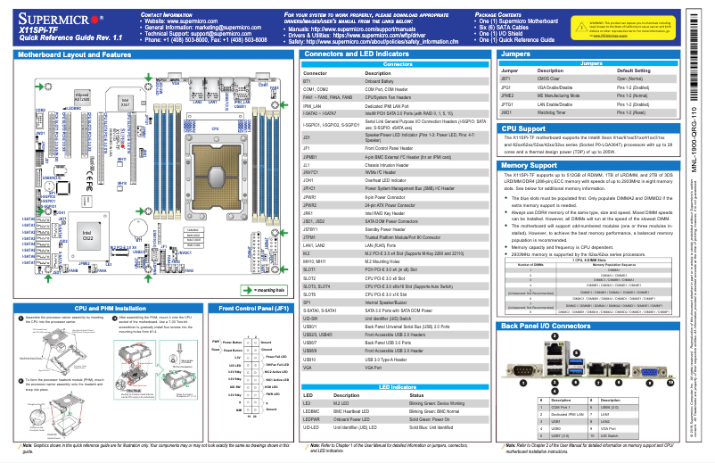 First page image of the manual for X11SPi-TF