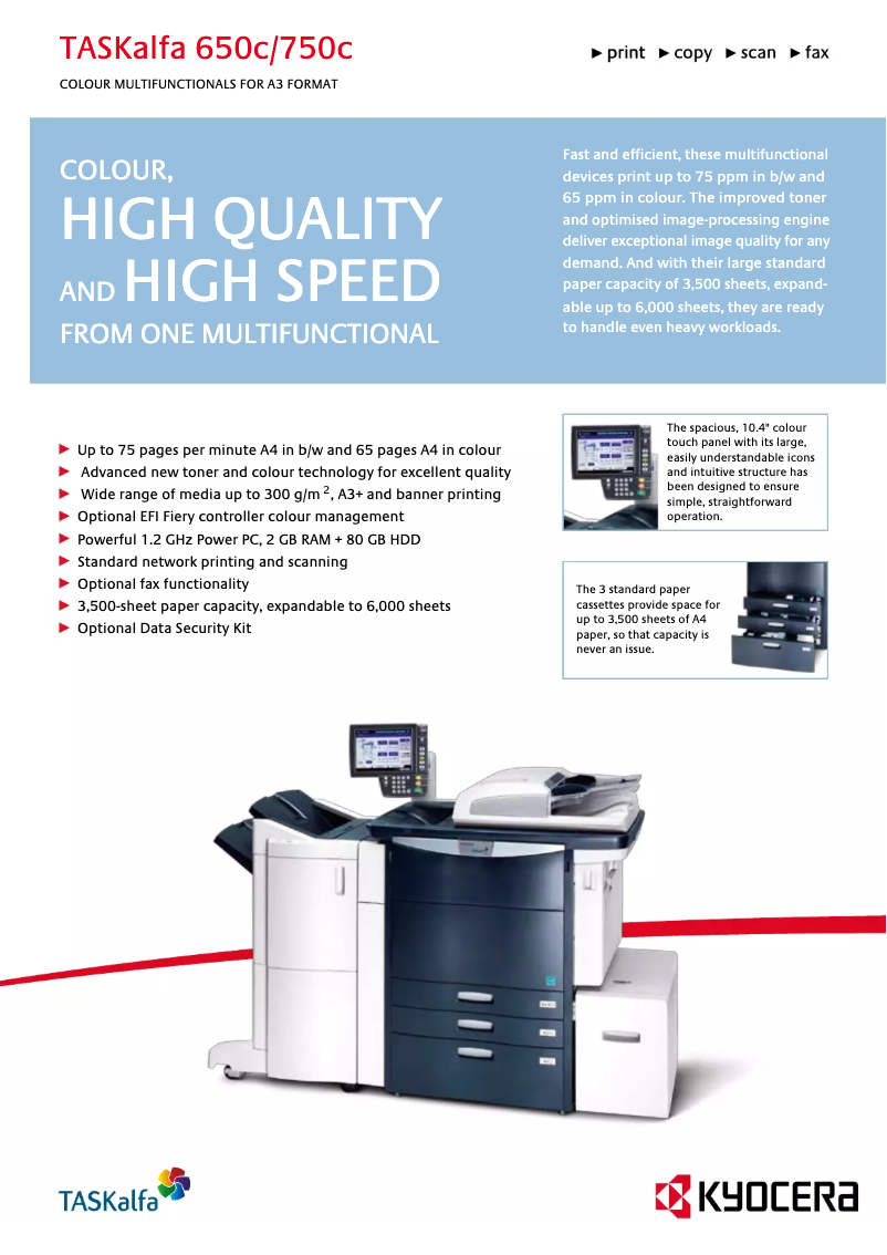 Page 1 of the manual Technical Sheet Kyocera TASKalfa 750c