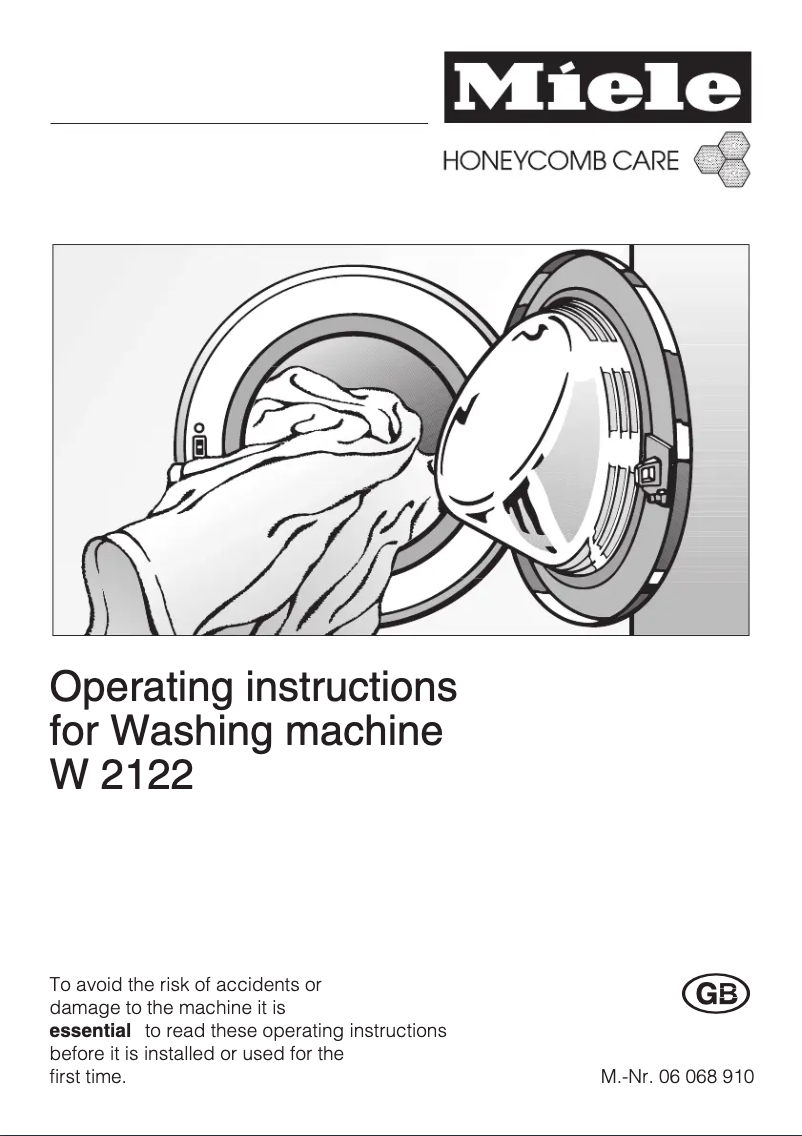 Page 1 of the manual User Manual Miele W 2122