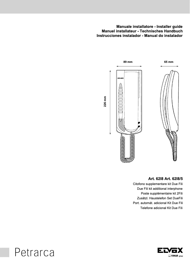 Page 1 of the manual User Manual Vimar ELVOX R62I8