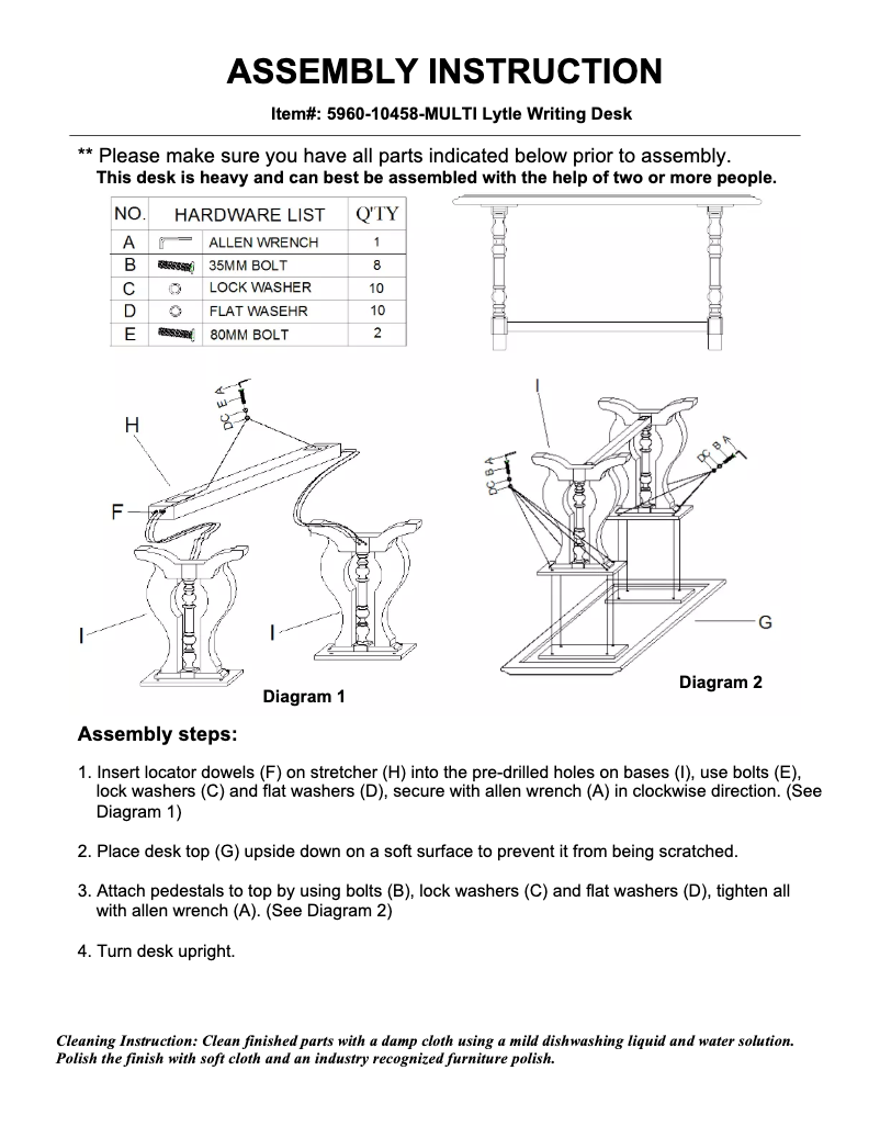 First page image of the manual for 5960-10458-MULTI