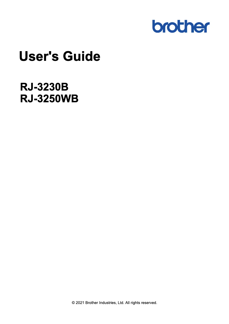 Page 1 of the manual User Manual Brother RJ-3230BL