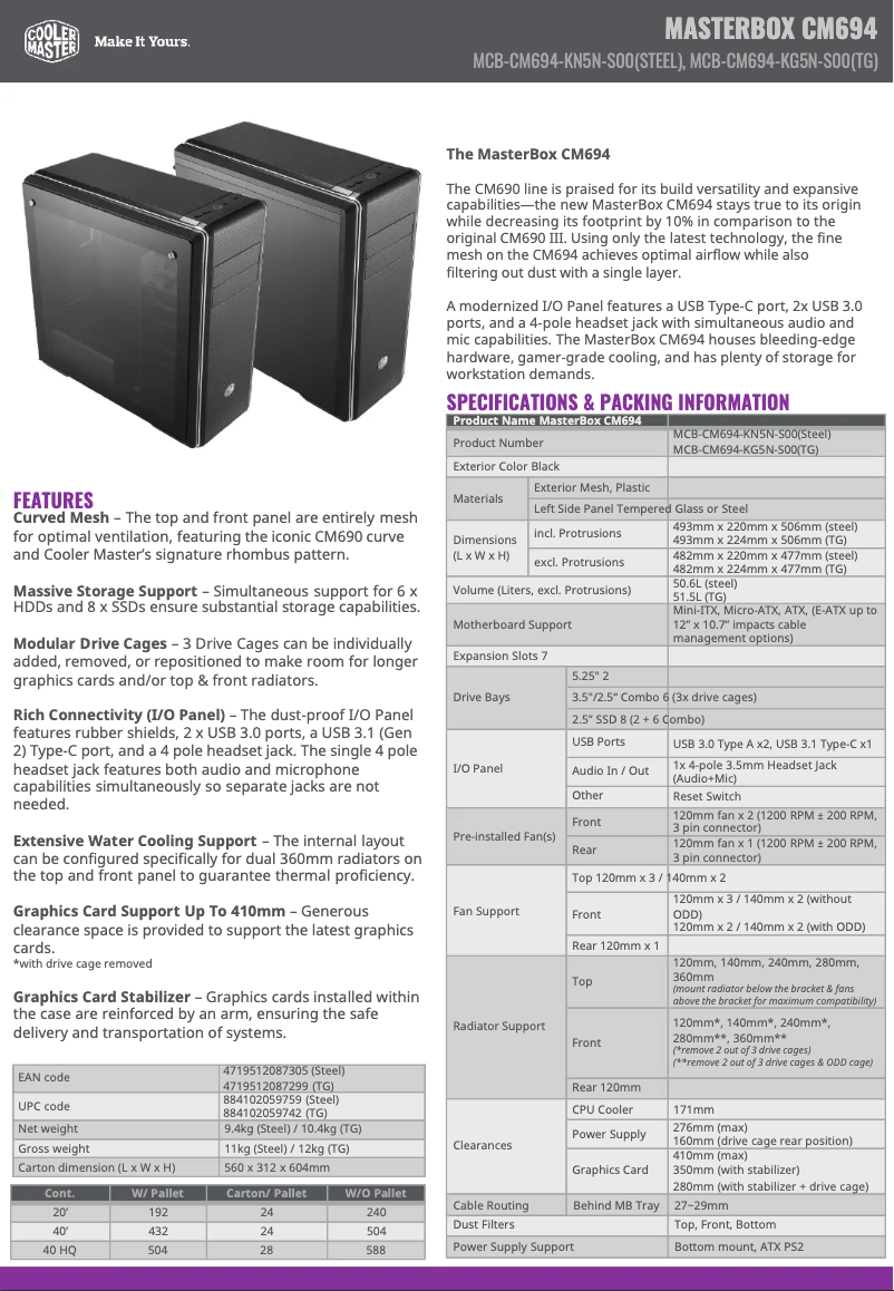 Page 1 of the manual User Manual Cooler Master MasterBox CM694