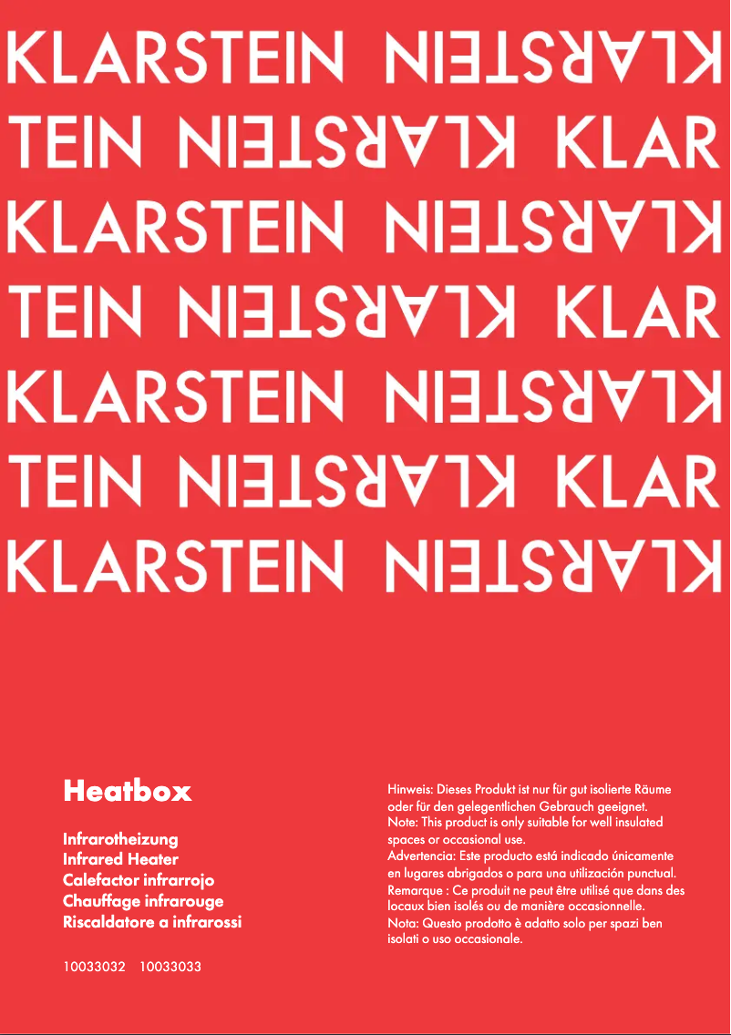 First page image of the manual for Heatbox 10033033