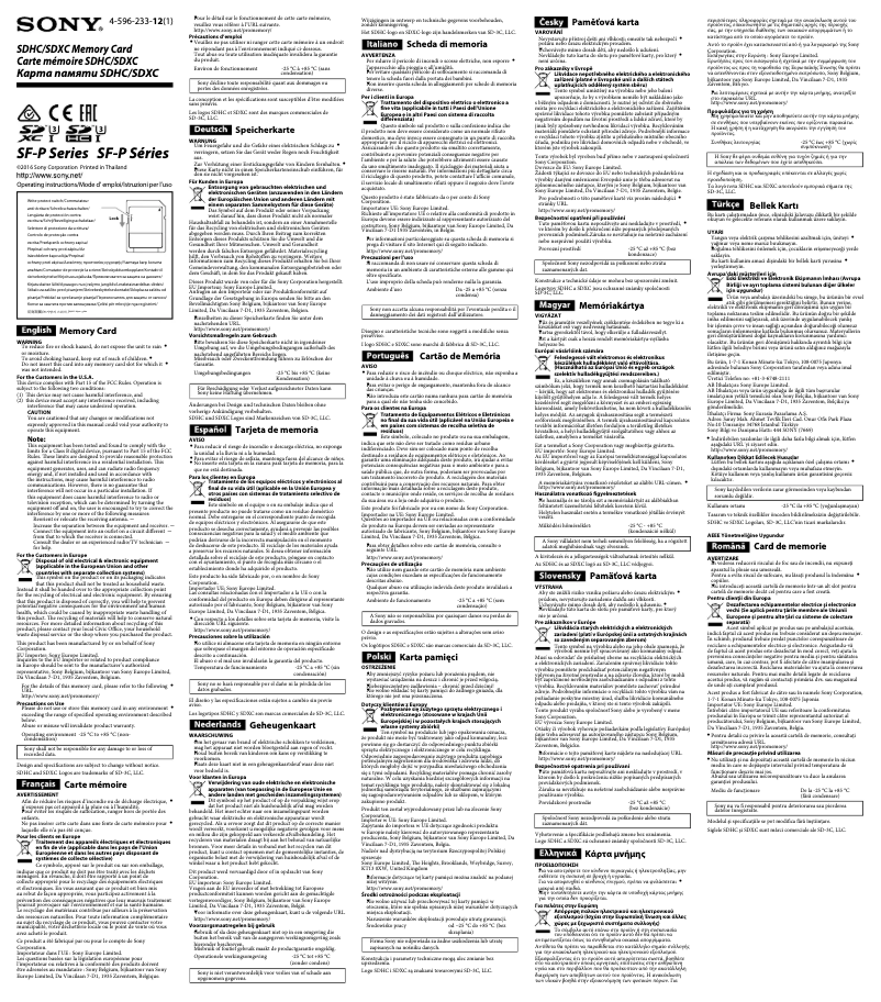 First page image of the manual for SF-G1P