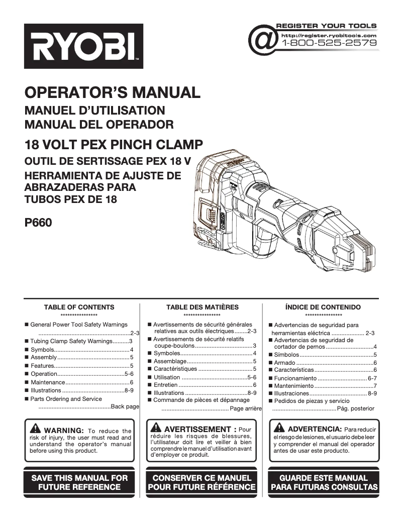 Page 1 of the manual User Manual RYOBI P660