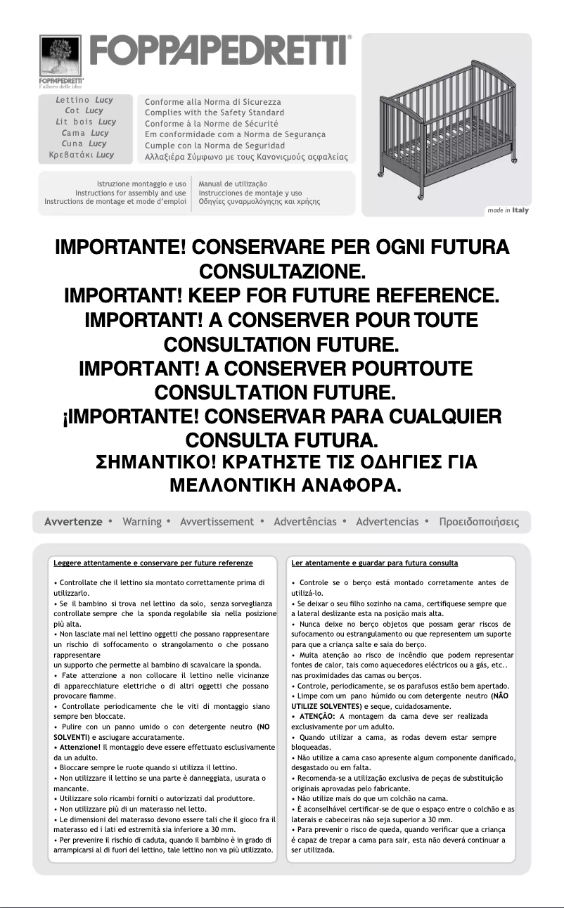 First page image of the manual for Cristallino