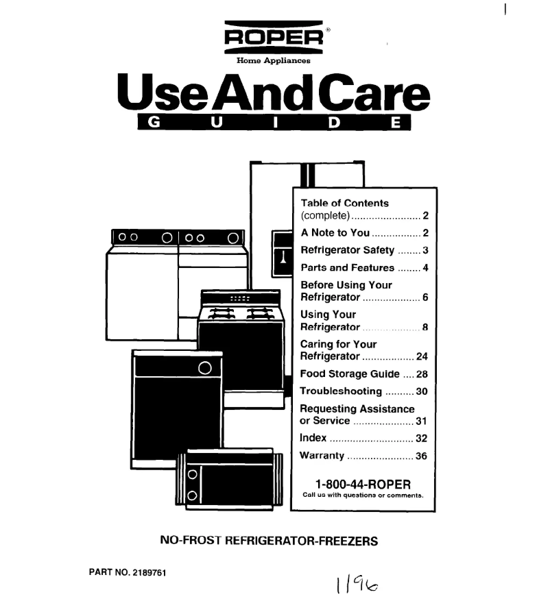 Page 1 of the manual User Manual Roper RS20EKXEW00
