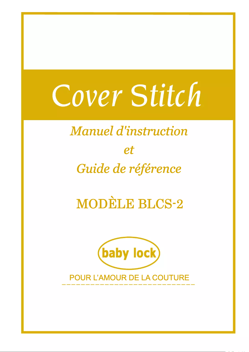First page image of the manual for Cover Stitch