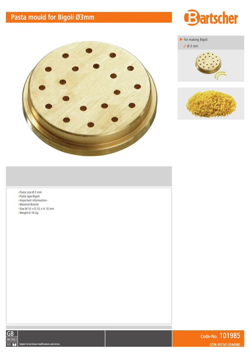 Page 1 of the manual User Manual Bartscher 101985